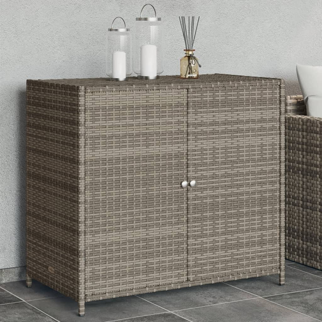 VidaXL Contemporary Poly Rattan Storage Cabinet, 32.7" x 17.7" x 29.9", Gray