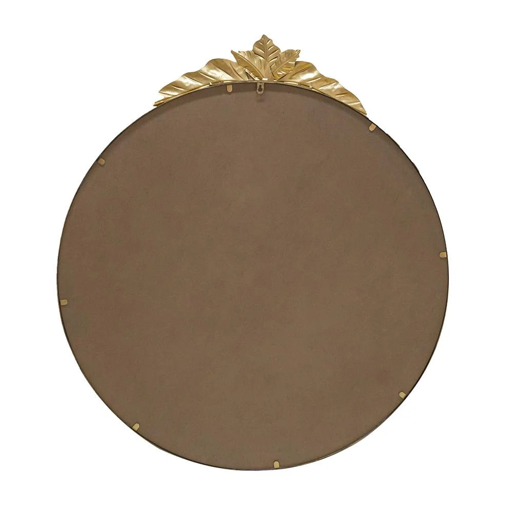 A&B Home Arched Gold Wall Mirror with Leaf Accent 39.6" x 2" x 35"
