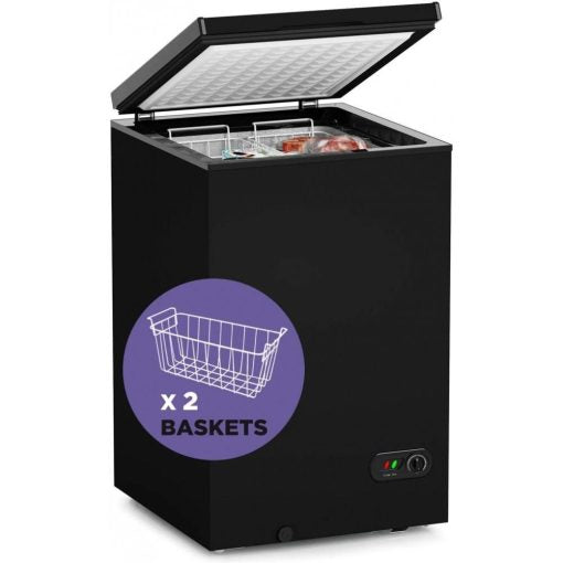 Northair Chest Freezer �C 3.5 Cu Ft with 2 Removable Baskets �C Reach In Freezer Chest �C Quiet Compact Freezer �C 7 Temperature Settings �C Black