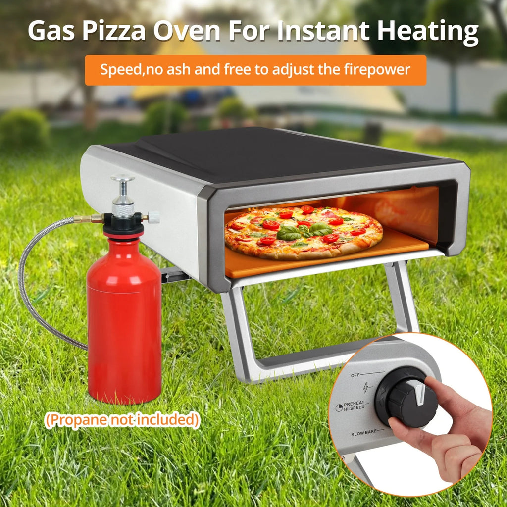 Four à pizza extérieur au propane Wildbreak, 57,9 x 41,9 x 18 cm, avec kit d'accessoires, argent et noir