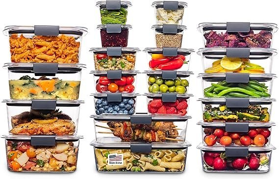 Rubbermaid Brilliance BPA Free 44-Piece Food Storage Containers Set Airtight Leak-Proof with Lids for Meal Prep Lunch and Leftovers