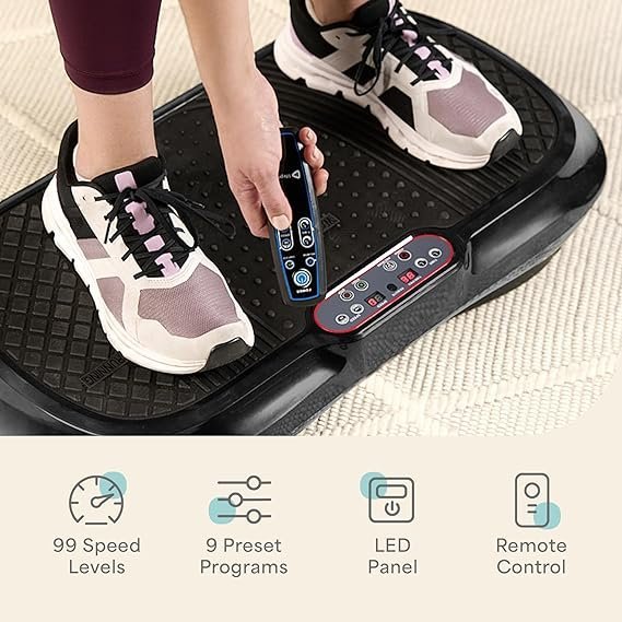 Lifepro Waver Vibration Plate Exercise Machine for Lymphatic Drainage, Muscle Activation, Full-Body Workout Vibrating Platform with Loop Bands, Fitness Equipment for Strength Toning & Fat Loss