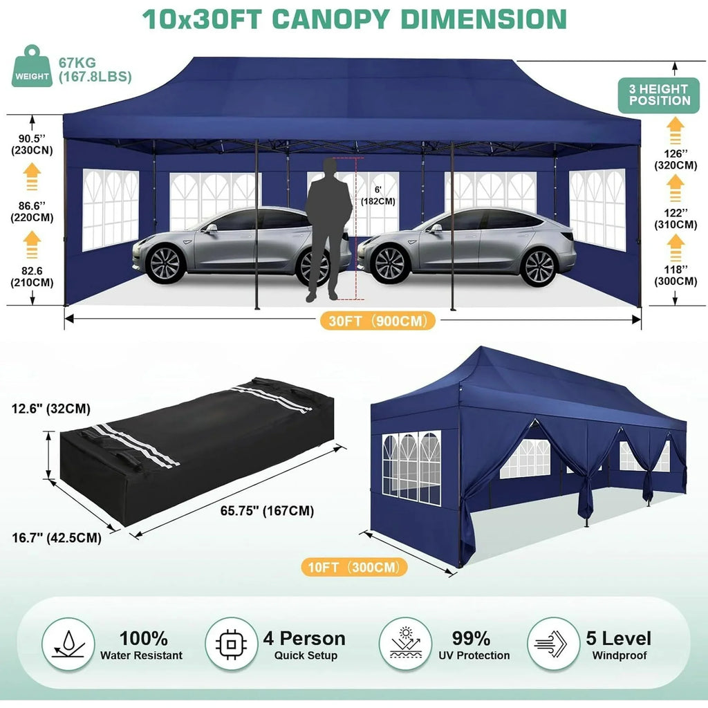 HOTEEL 10ft x 30ft Khaki Pop Up Outdoor Canopy, Waterproof