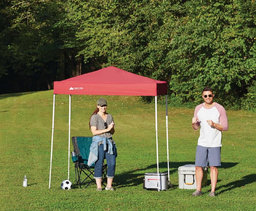 Ozark Trail 4' x 6' Instant Canopy Outdoor Shade Shelter, Brilliant Red; Assembled Dimensions:4 ft. x 6 ft. x 85 in.