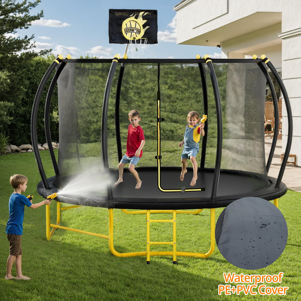 Trampoline citrouille JAMPOOCA avec filet de sécurité pour enfants et adultes, noir/jaune, 162 cm x 45 cm x 22 cm