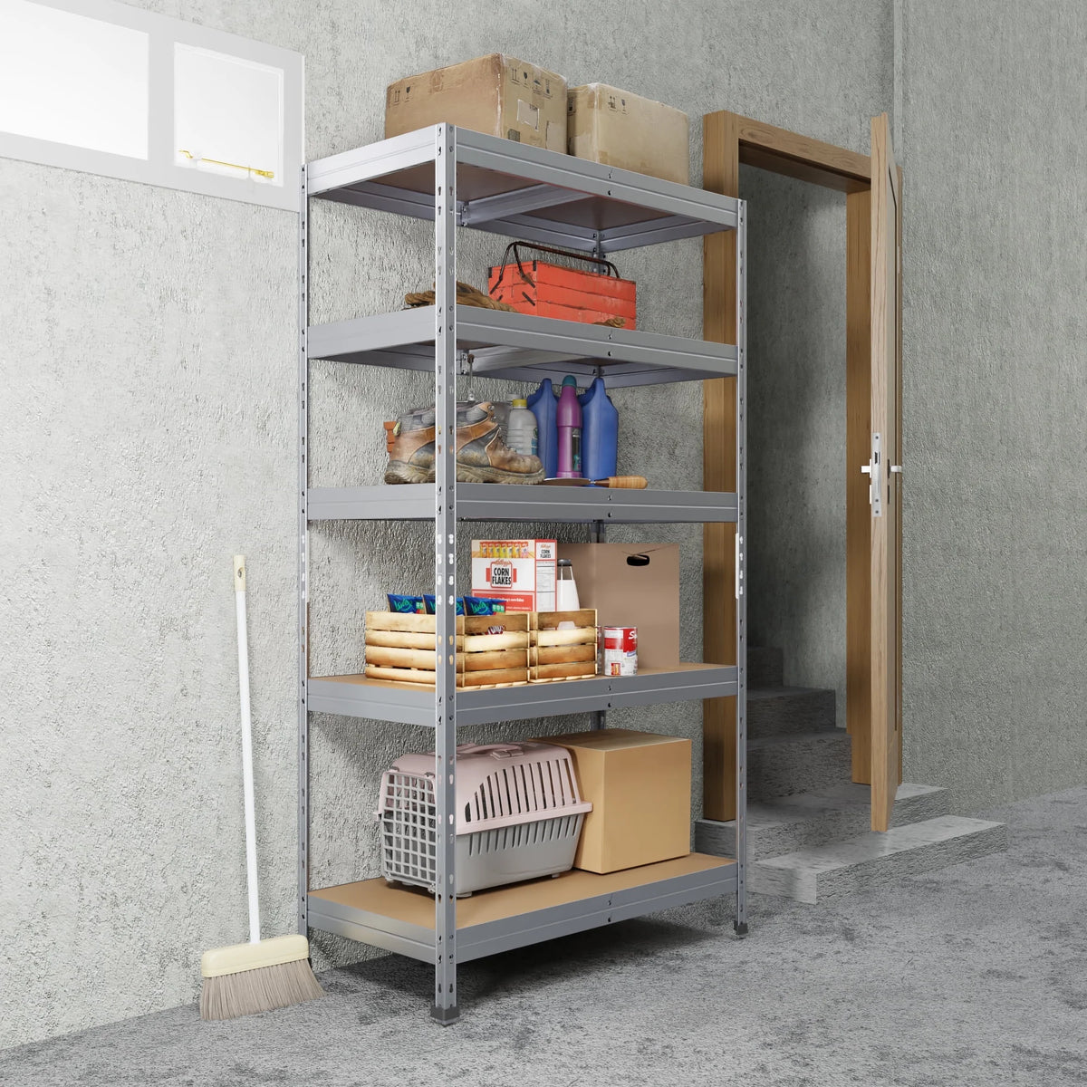 Ar Shelving 5- Tier Galvanized Steel Heavy Duty Garage Storage Shelving Unit with HDF Rack (39.2 in. W x 71 in. H x 20 in. D)