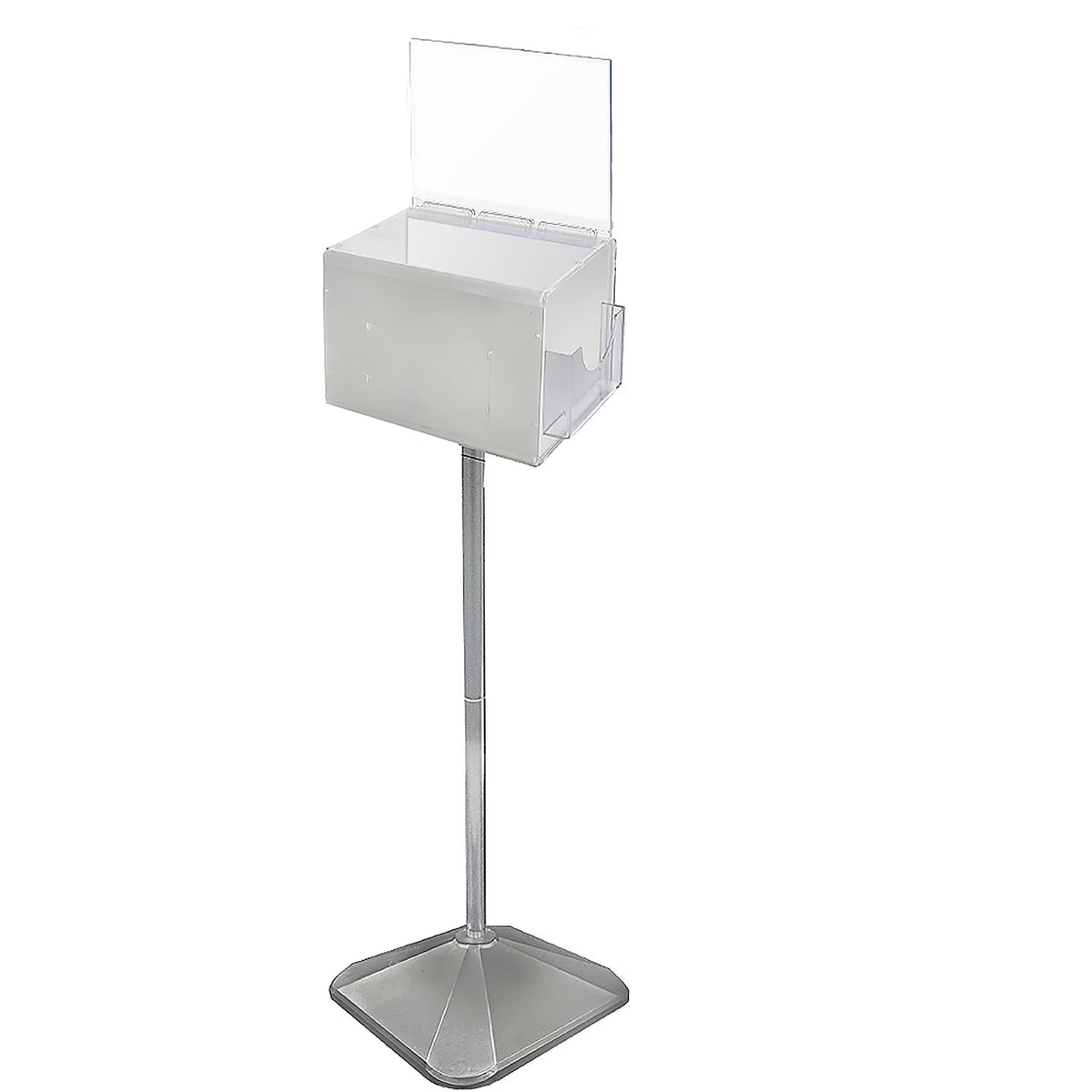 Azar Displays Extra-Large Pedestal Lottery Box With Pocket, 57-3/4"H x 16"W x 16"D, White