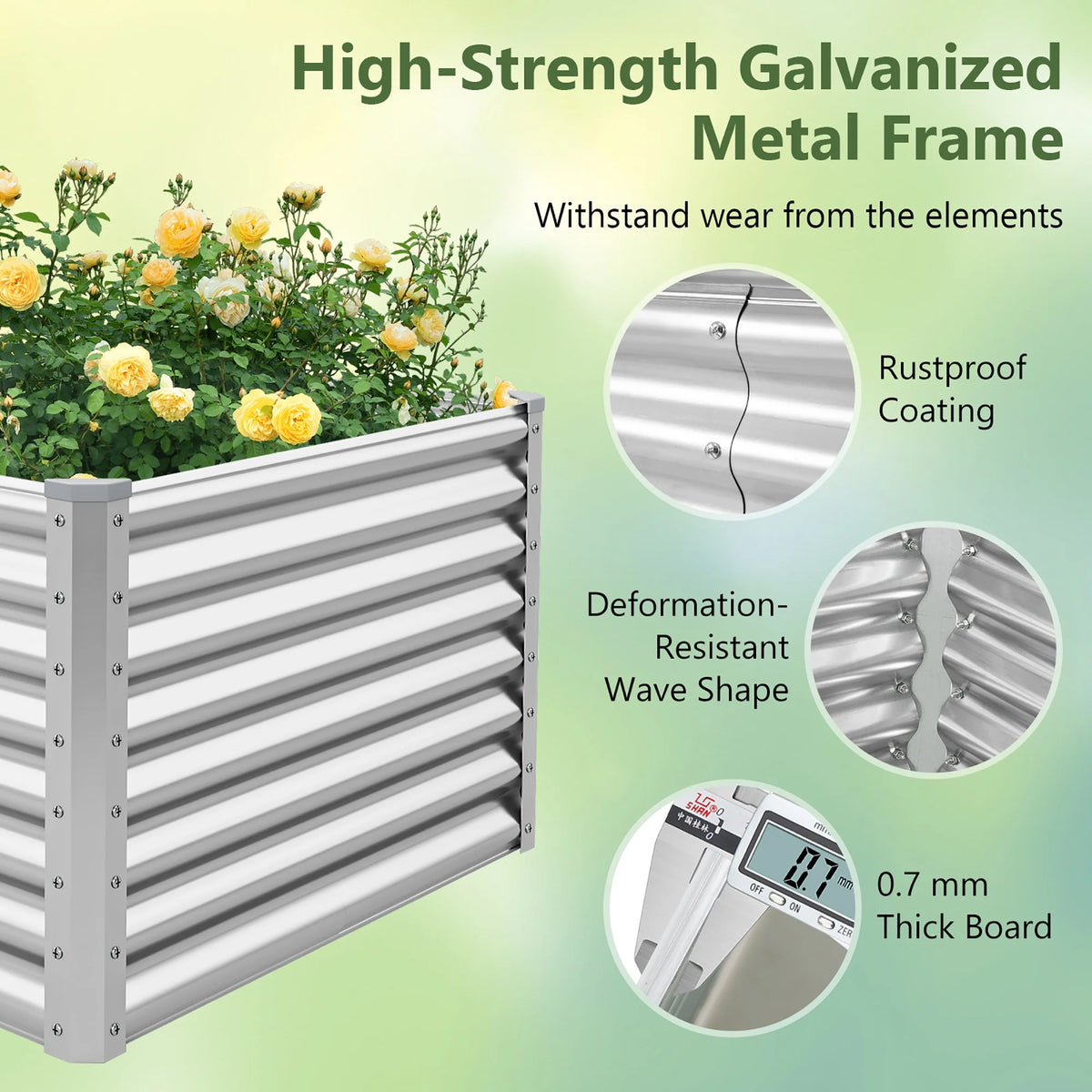 Gymax Raised Garden Bed Large Metal Planter Box Kit for Vegetable Herb 6' x 3' x 2'