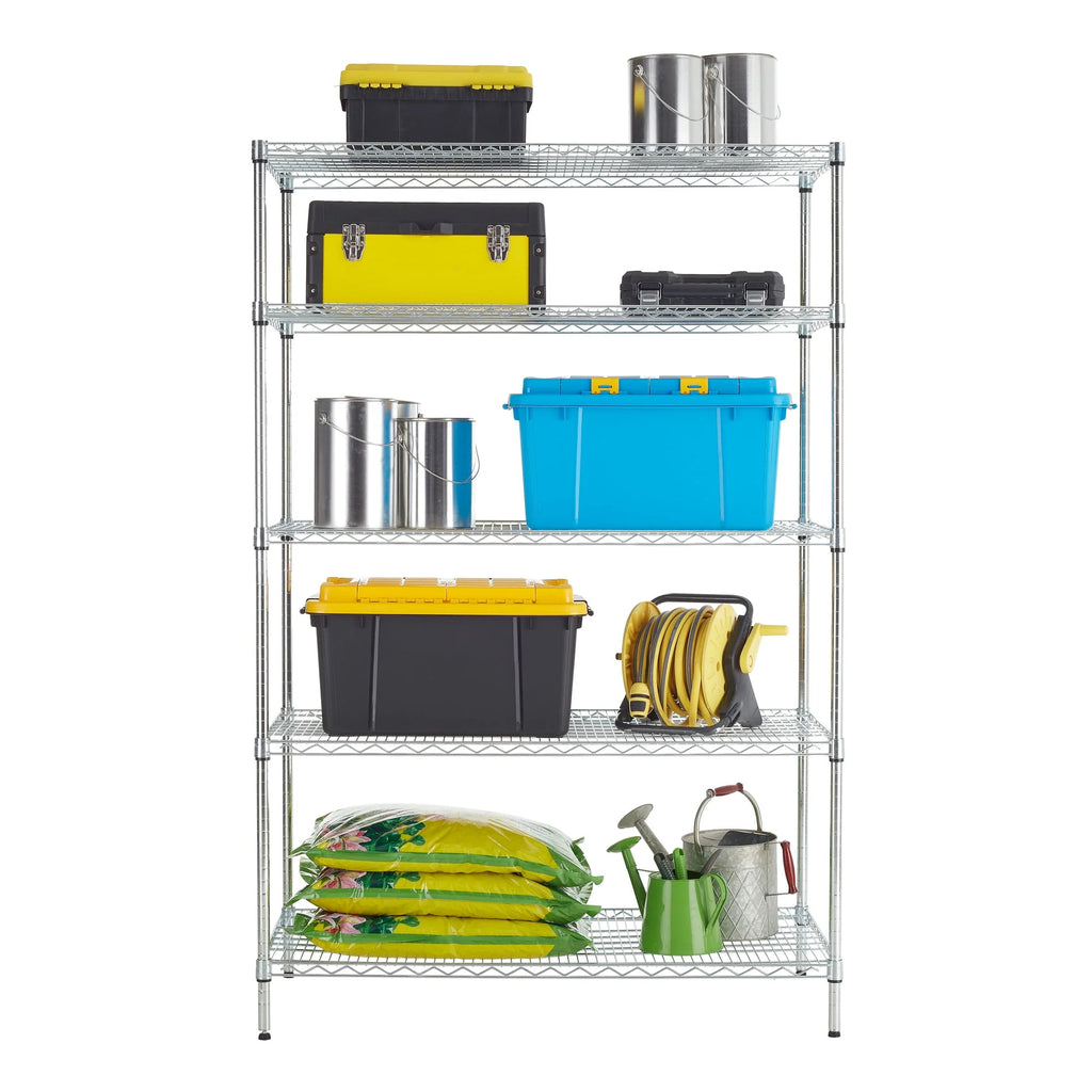 Hyper Tough Steel 5-Tier Storage Shelf Unit 72"H x 48"W x 24"D, 4000lb Total Capacity, Chrome
