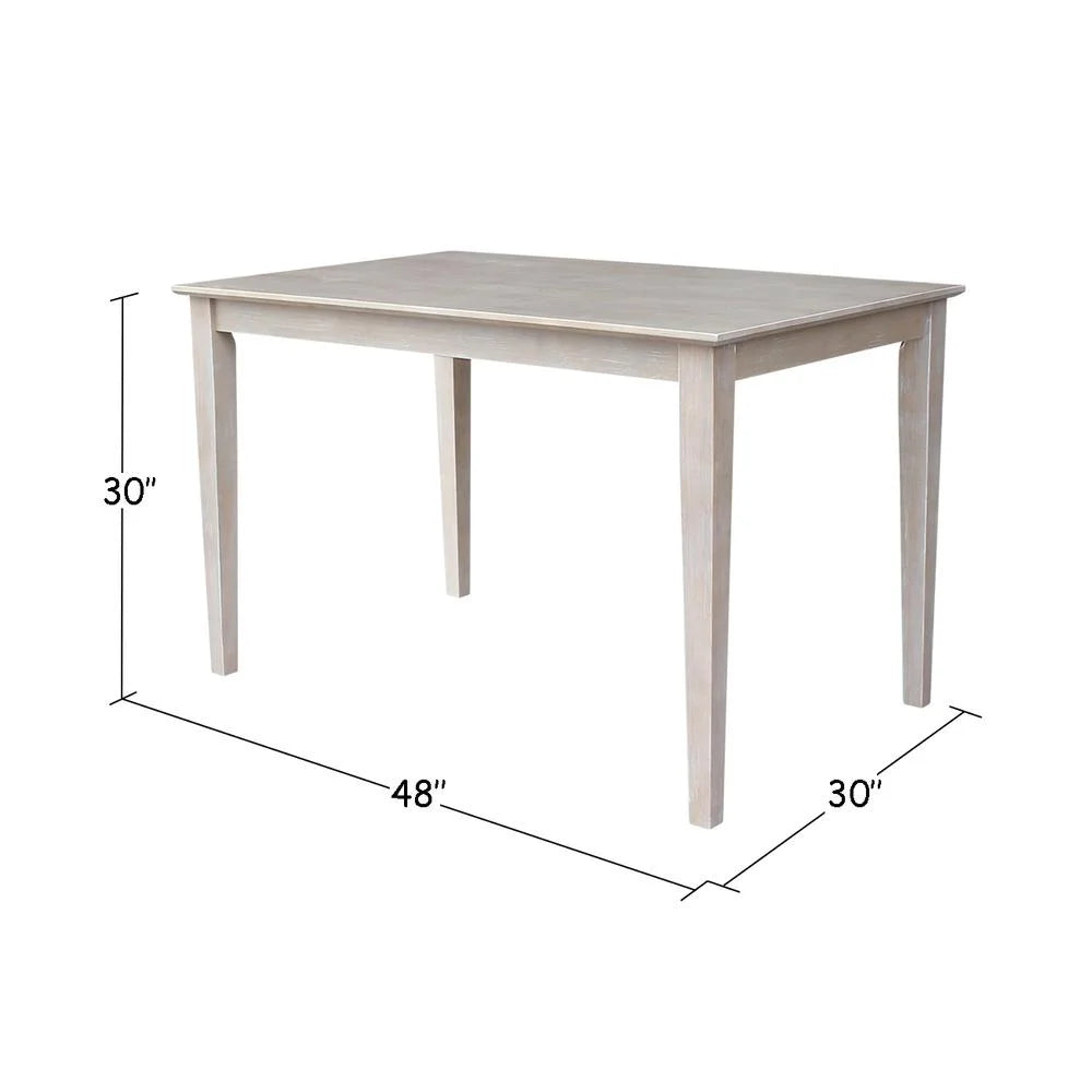 Solid Wood 30"x 48" Dining Table in Washed Gray Taupe