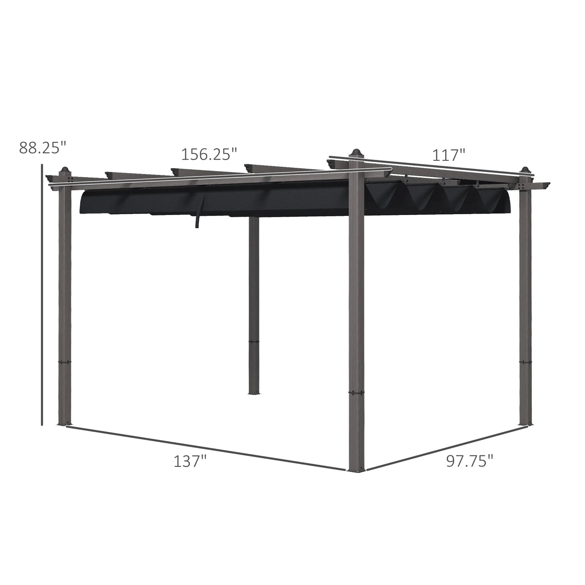 Outsunny 10' x 10' x 88.25" Cream White Aluminum Pergola, Retractable Canopy and Water-Resistant