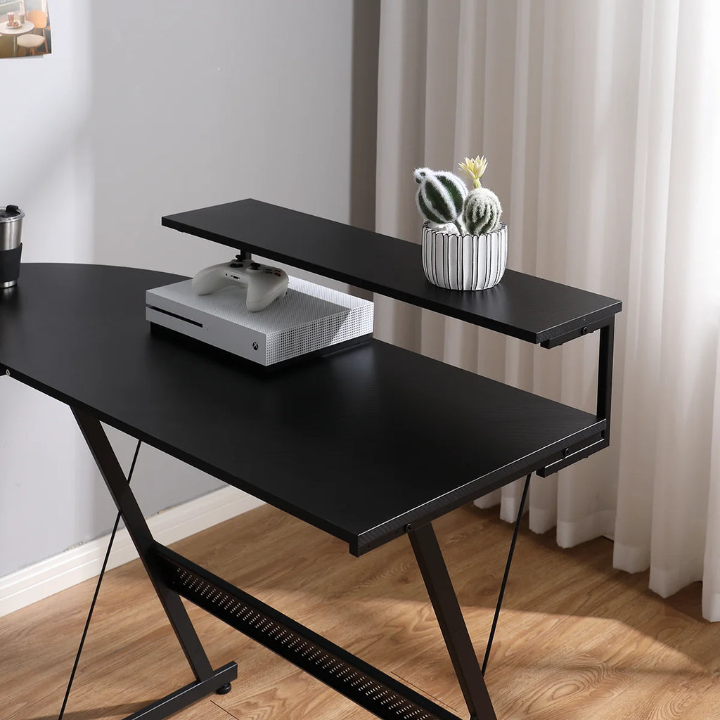 X Rocker L-Shaped Gaming Desk with Storage Shelves - Black