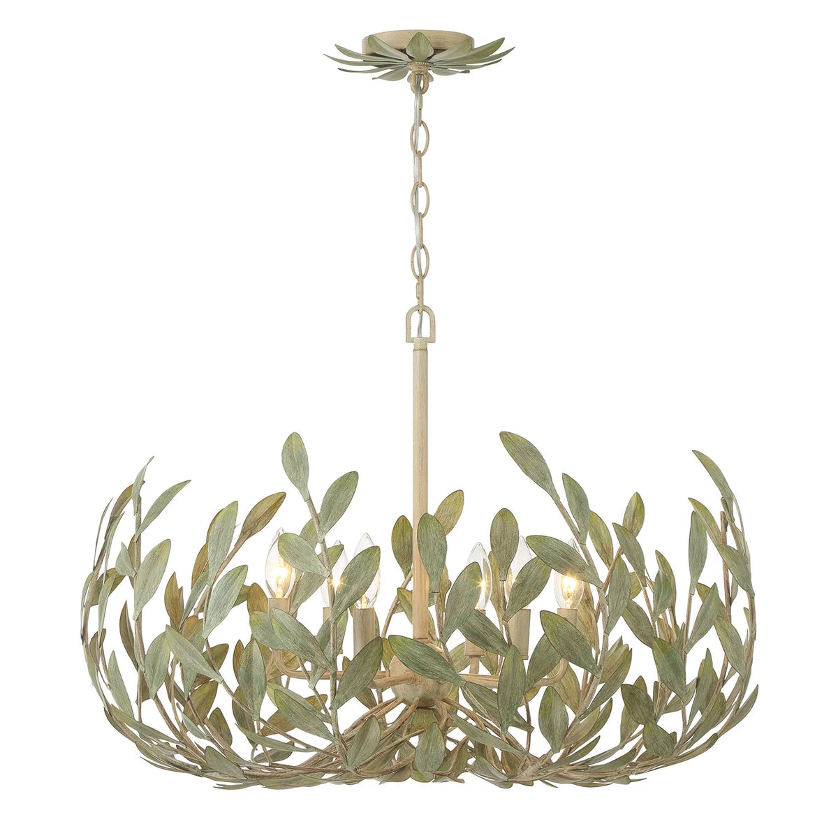 Lustre Crystorama Broche à 6 lumières, or antique - 27 po L x 19 po H x 27 po P