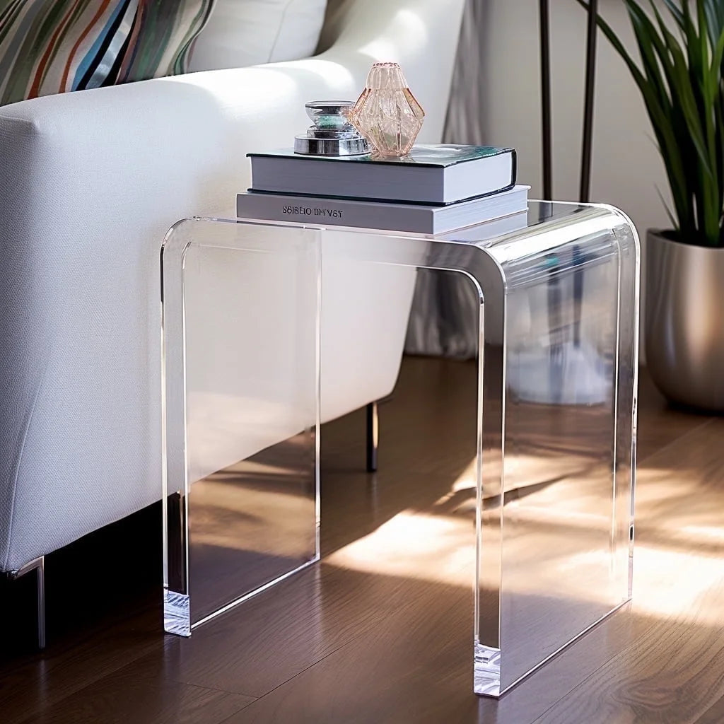 Ageszoe Coffee Table with Storage Shelf,Acrylic Modern Clear End Table,Kid's Table for Livingroom, 32"L x 16"W x 16"H"