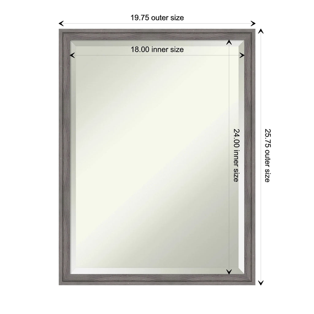 Amanti Art Florence Silver Beveled Wall Mirror 31.75 x 41.75 in.