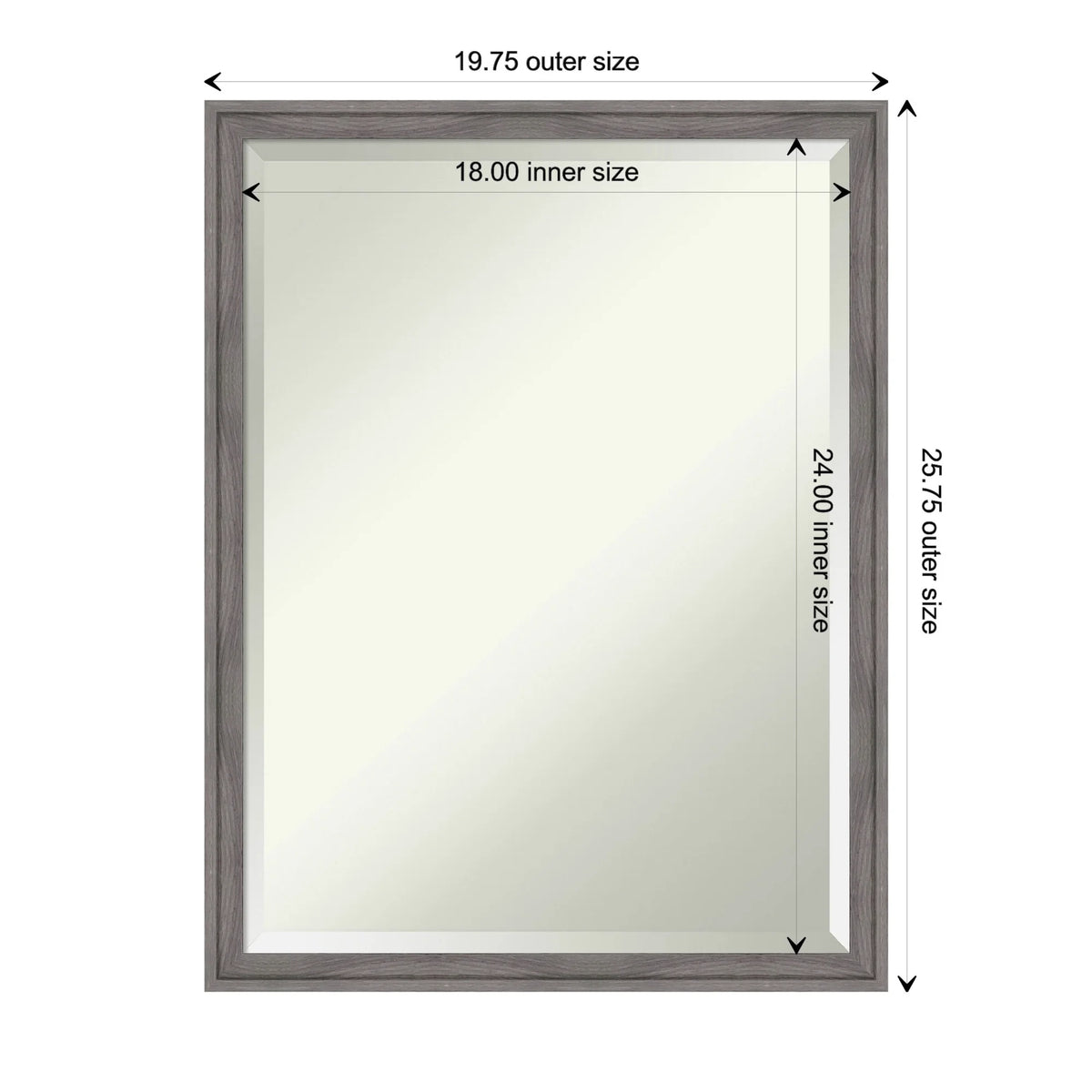 Amanti Art Florence Silver Beveled Wall Mirror 31.75 x 41.75 in.