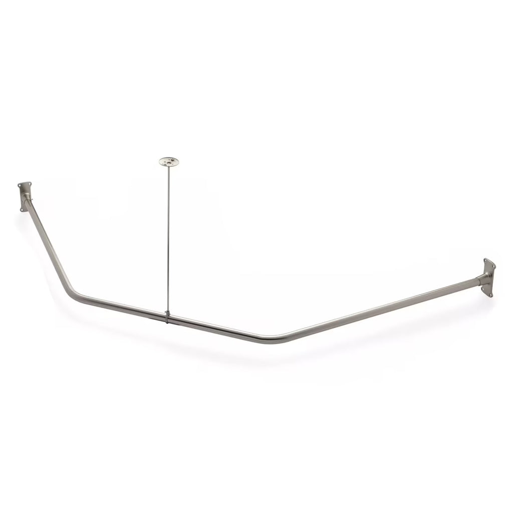 Naiture Stainless Steel 18-1/2" X 26" X 18-1/2" Neo-Angle Shower Curtain Rod with Ceiling Support, Brushed Nickel Finish