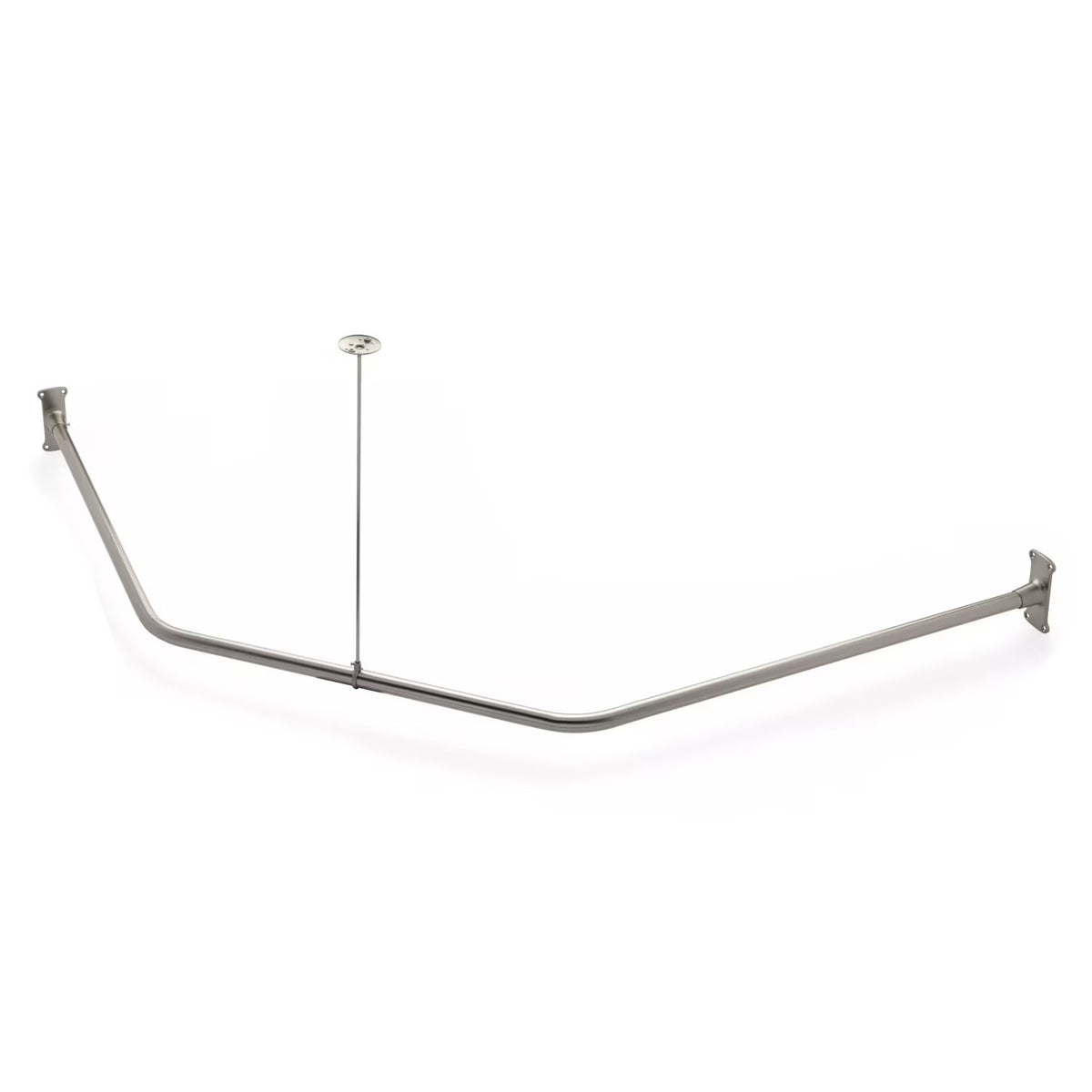 Naiture Stainless Steel 18-1/2" X 26" X 18-1/2" Neo-Angle Shower Curtain Rod with Ceiling Support, Brushed Nickel Finish