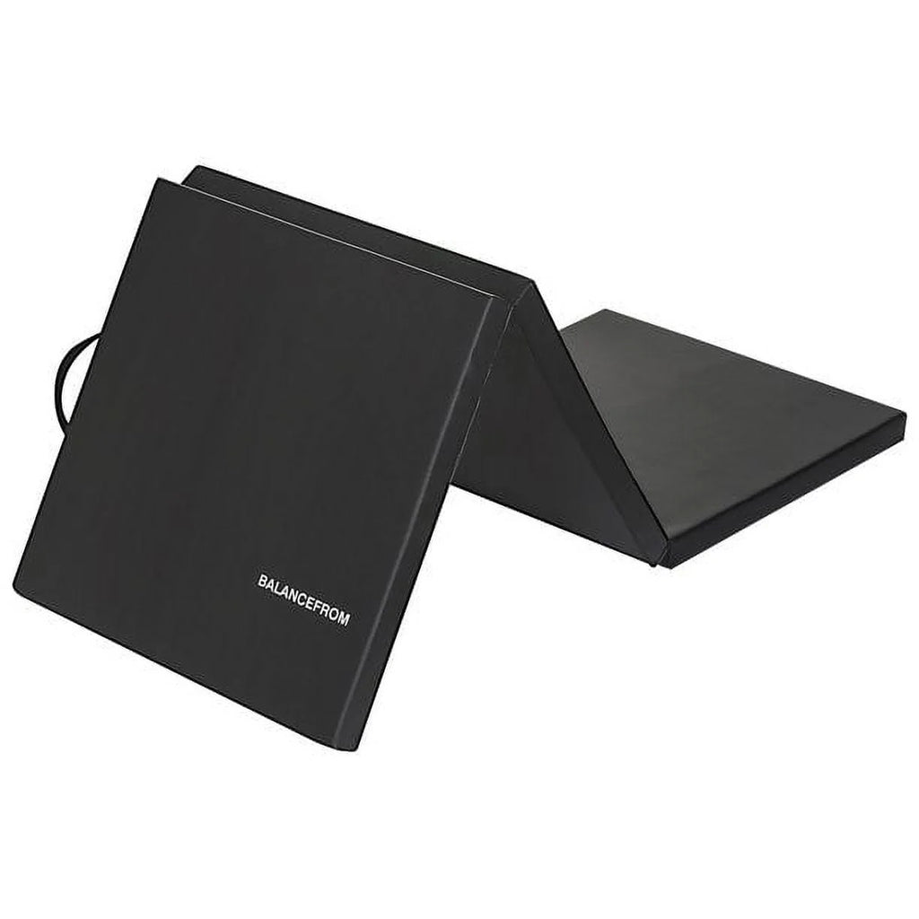 BalanceFrom 6 Ft. x 2Ft. x 1.5 In. Three-Fold High Density Foam Folding Exercise Mat with Carrying Handles for MMA, Gymnastics and Home Gym, Black