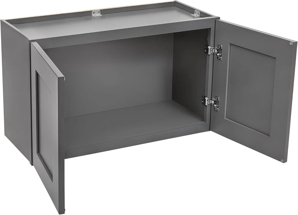 Gray Shaker Wall Cabinet - Ready to Assemble, Perfect for Kitchen, Laundry, Garage or Bathroom Storage - 30" W x 12" H x 12" D