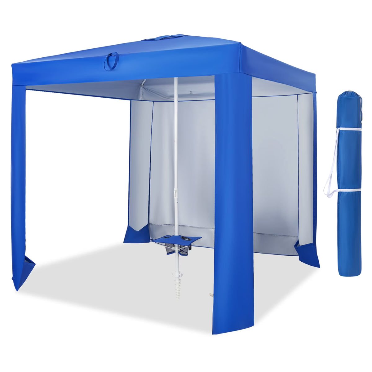 Tente de plage cabane Costway 6,6 pi x 6,6 pi, bleu