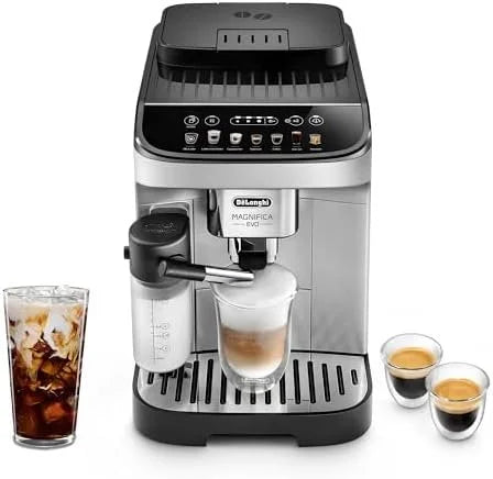 De'Longhi Magnifica Evo Automatic Espresso & Coffee Machine with Auto Milk Frother, Built-in Grinder & Auto-Clean Function – For Latte, Cappuccinos, Americano, Iced Coffee, ECAM29084SB , Silver