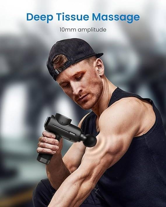 RENPHO Active+ Percussion Massage Gun, Mothers Day Gifts, 5 Adjustable Speeds for Back, Neck, Muscle Recovery – App Controlled Guided Courses, with Carry Case for Professional Athlete, Gym and Travel