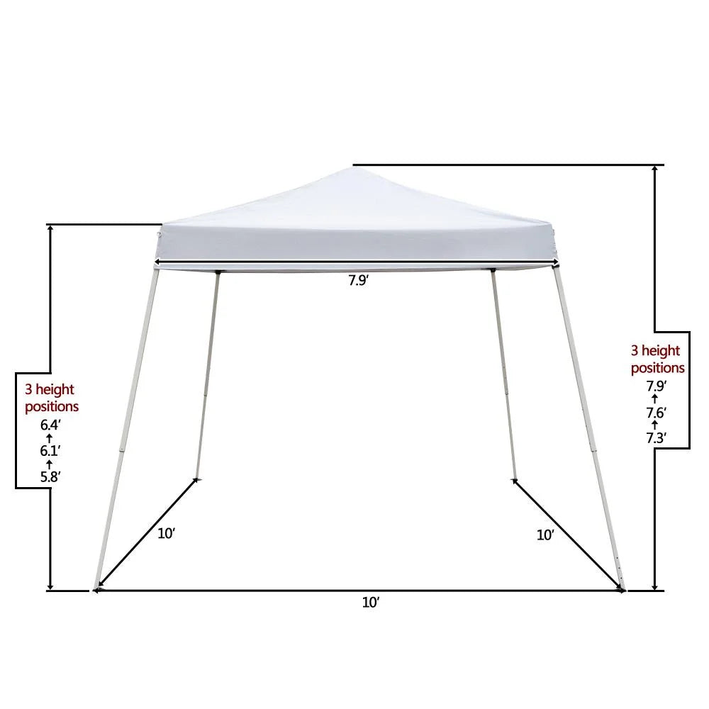 Zimtown Tonnelle pliante extérieure 10 pi x 10 pi (base) / 8 pi x 8 pi (toit), auvent de plage, blanc
