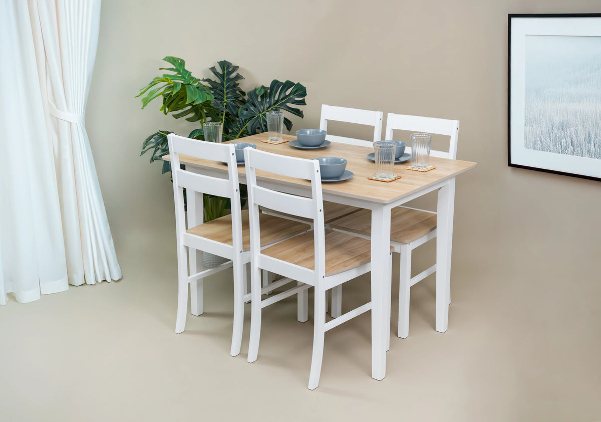 Ensemble de salle à manger 5 pièces Mainstays, 1 table et 4 chaises, blanc, MDF et bois d'hévéa, intérieur, table de 46 po L x 29 po l x 30 po H