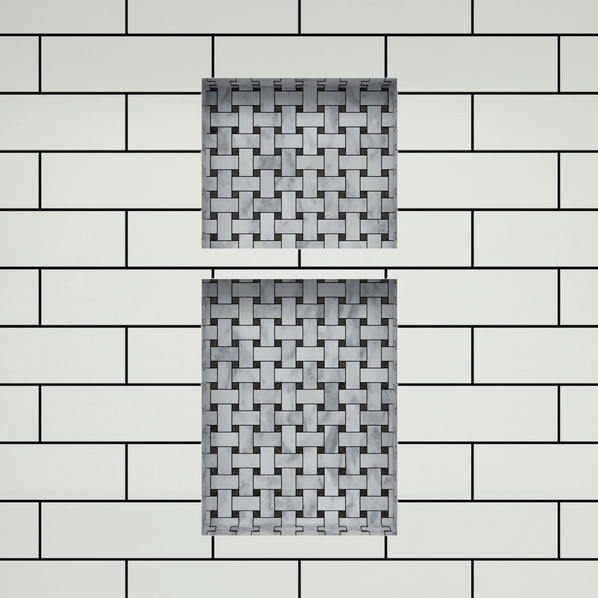 Tile Redi RND1614S-20 Redi Niche 16" x 34" x 4" Double Recessed Shelf Gray