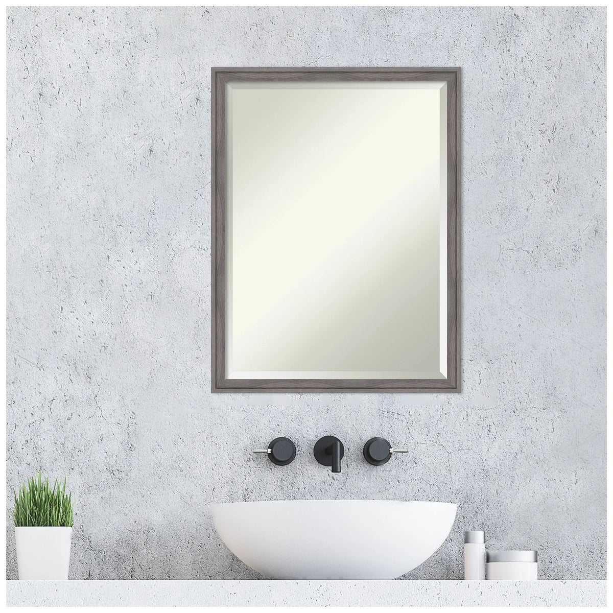 Amanti Art Florence Silver Beveled Wall Mirror 31.75 x 41.75 in.