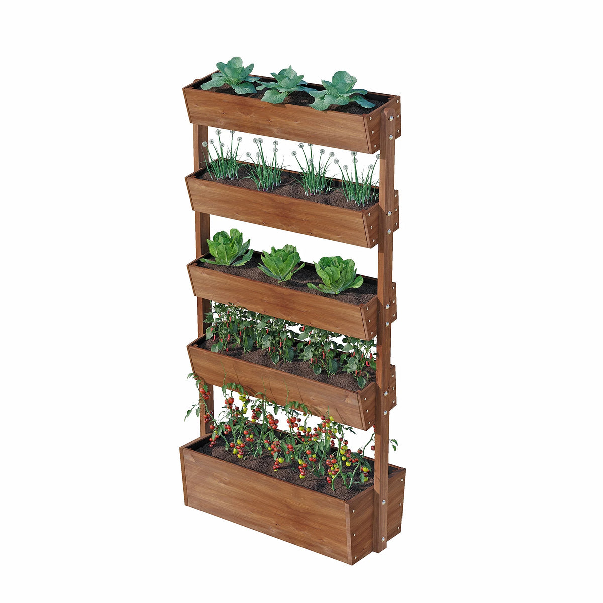 Jardinière surélevée Wilk 33,7 x 17,7 x 46, potager vertical en bois à 3 niveaux pour jardin, terrasse, balcon