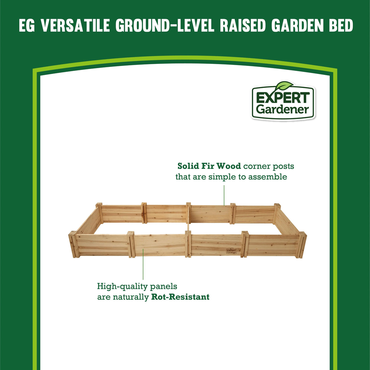 Jardinière d'extérieur en bois Expert Gardener, 2,25 m L x 0,6 m l x 27 cm H