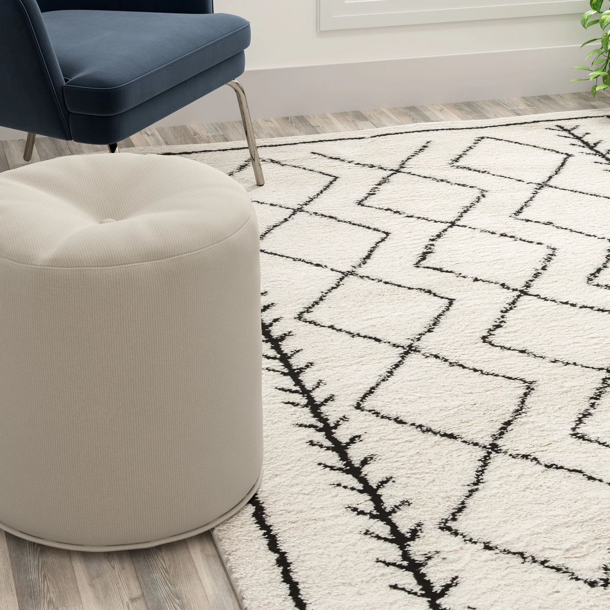 Flash Furniture Rectangular Bohemian Ivory Area Rug, 5' x 7'