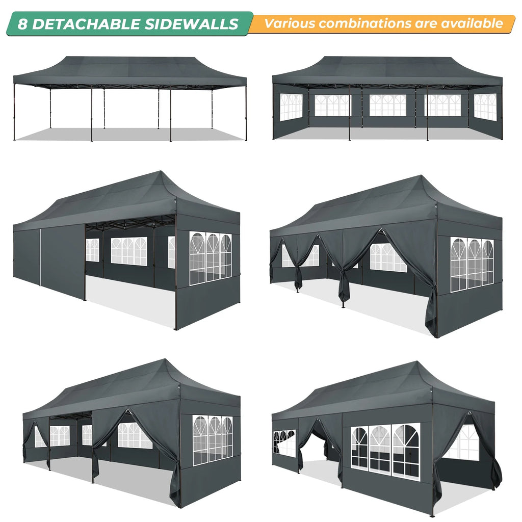 HOTEEL 10ft x 30ft Khaki Pop Up Outdoor Canopy, Waterproof