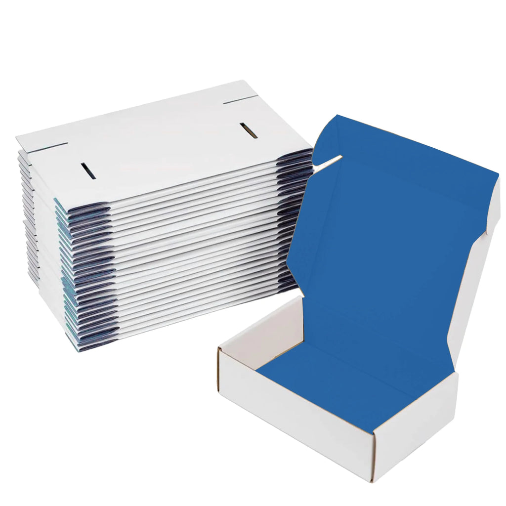 Boîtes d'expédition de luxe Ucanpack, cartons de déménagement en carton ondulé, épaisseur 3 mm, taille moyenne, blanc (intérieur bleu), 10 x 4 x 4 po - 50 pièces