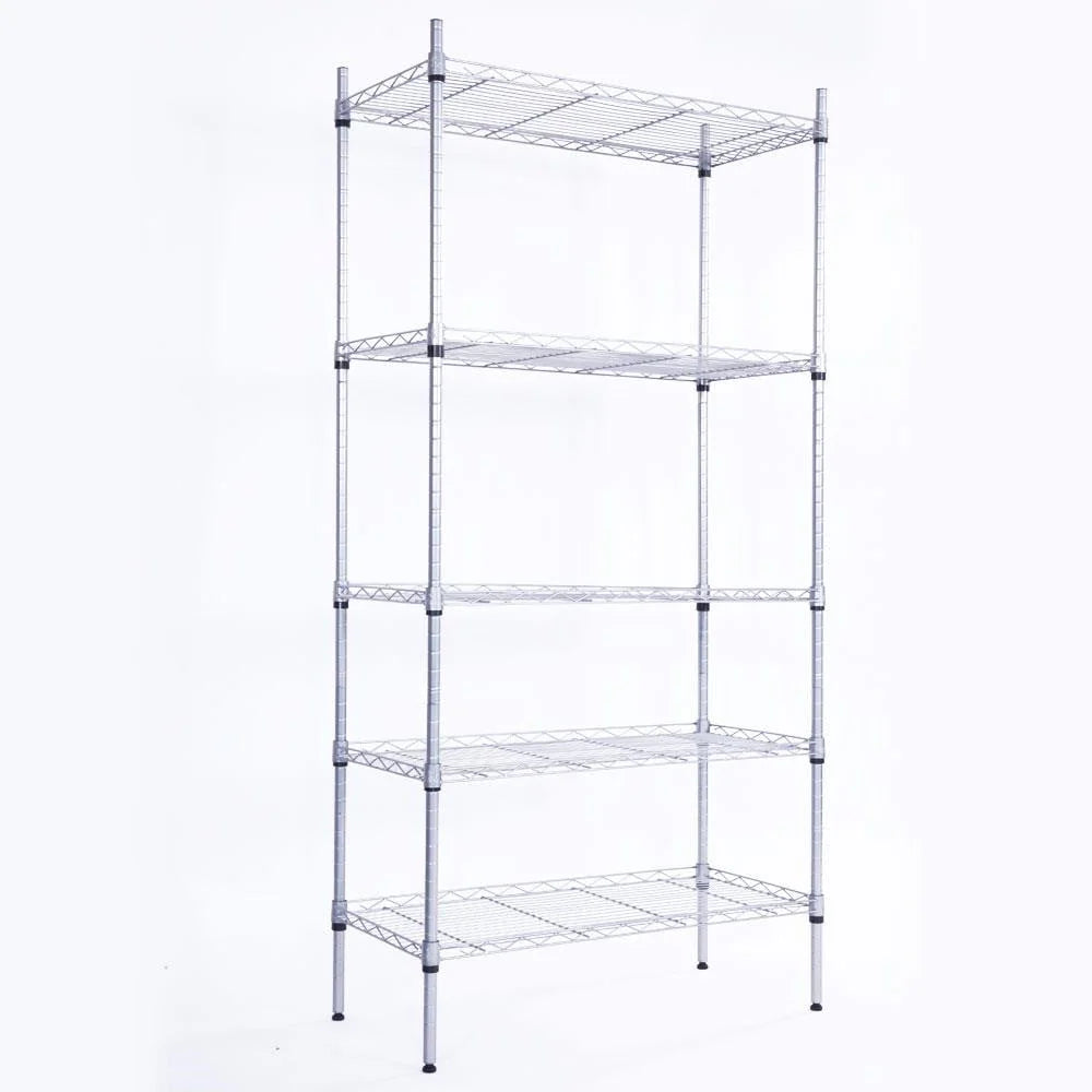 Ktaxon 5-Tier Wire Shelving Unit, Steel Storage Rack for Office Kitchen 30" W x 14" D x 60" H, Silver