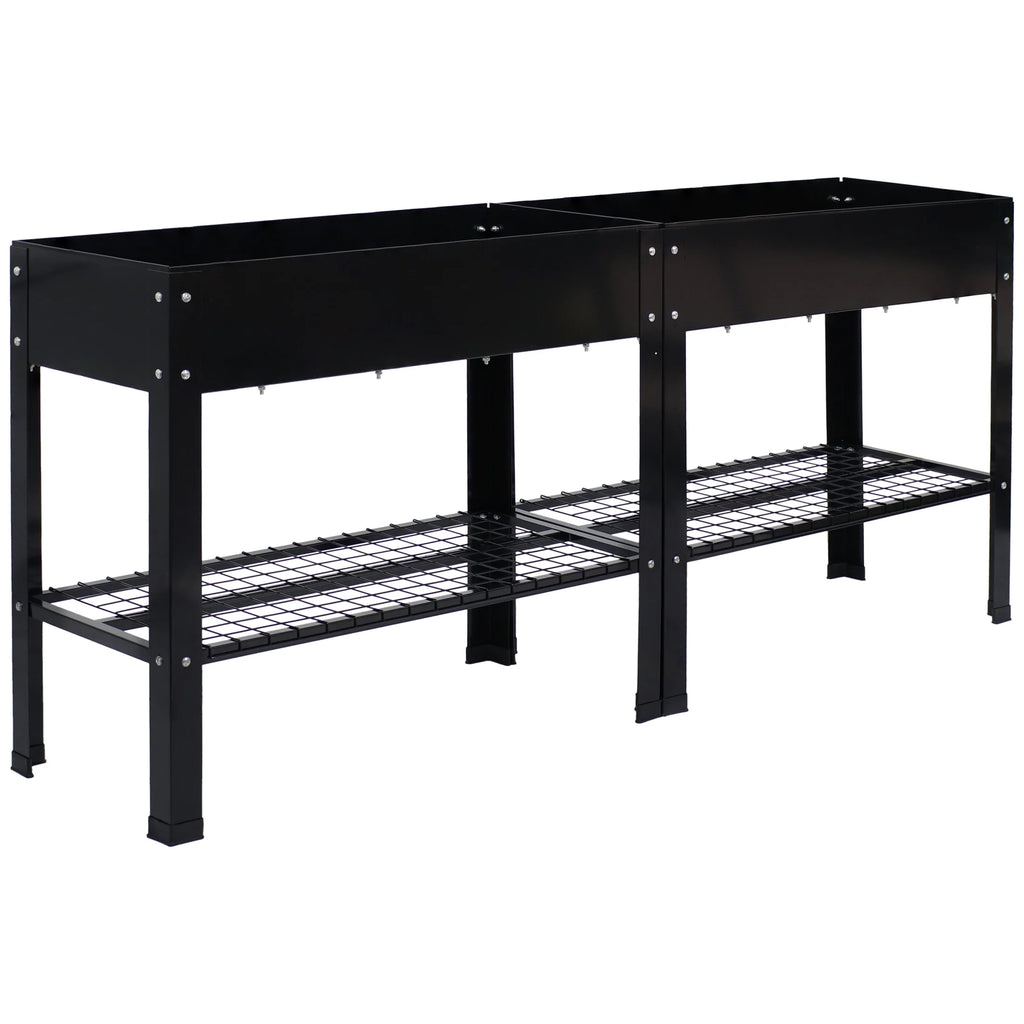 Jardinière surélevée en acier galvanisé noir Sunnydaze, 90,8 cm x 40,6 cm x 80,6 cm, ensemble de 2