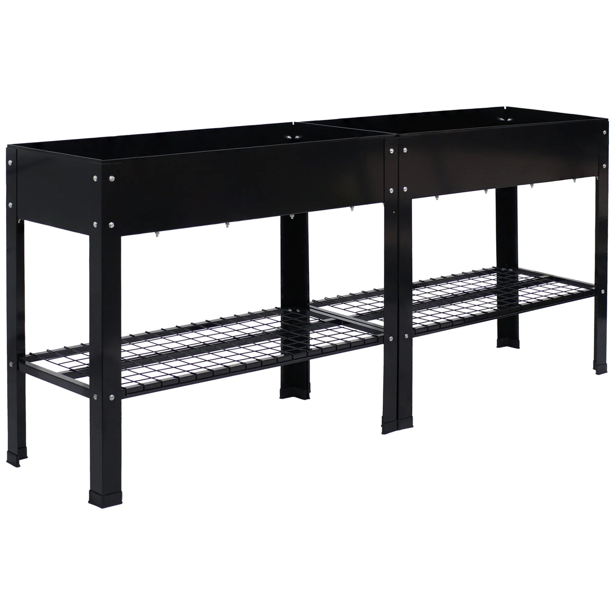Jardinière surélevée en acier galvanisé noir Sunnydaze, 90,8 cm x 40,6 cm x 80,6 cm, ensemble de 2