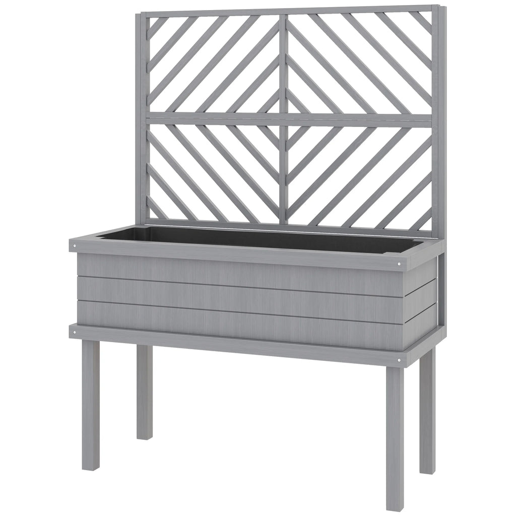 Jardinière surélevée GHooa avec treillis pour plantes grimpantes 104,8 cm L x 45,1 cm P x 139,7 cm H - Gris