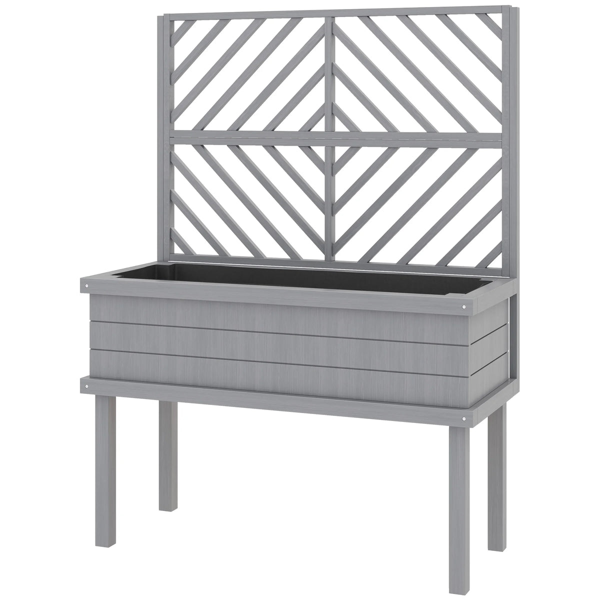 Jardinière surélevée GHooa avec treillis pour plantes grimpantes 104,8 cm L x 45,1 cm P x 139,7 cm H - Gris