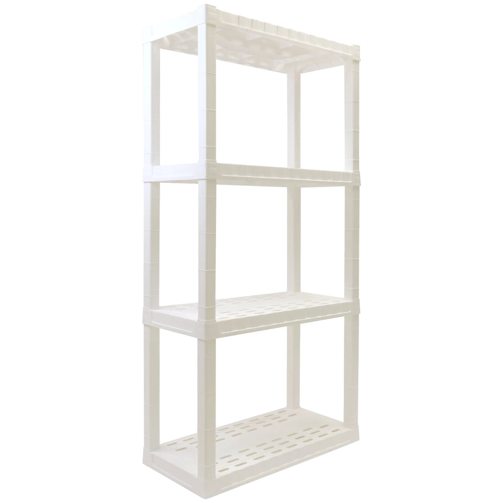 Étagères de rangement en plastique Hyper Tough, 4 niveaux, 56 po H x 30 po L x 14 po P, paquet de 2, blanc, capacité totale de 400 lb