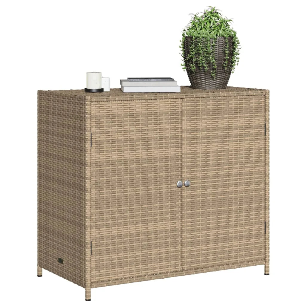 VidaXL Contemporary Poly Rattan Storage Cabinet, 32.7" x 17.7" x 29.9", Gray