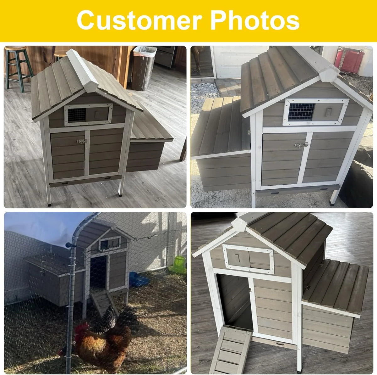 PETSCOSSET Chicken Coop, Chicken Hutch with Nesting Box, Pull Out Tray, Ramp, 32"L x 23.6"W x 36.6"H