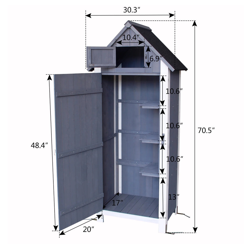 MCombo 2.52 x 1.77 ft. Metal and Wood Storage Shed, Natural