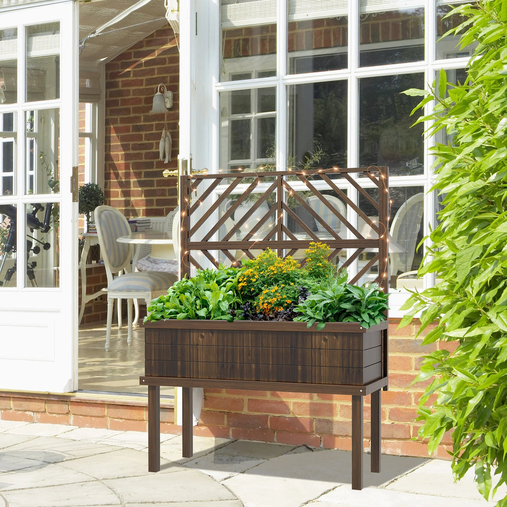 Jardinière surélevée GHooa avec treillis pour plantes grimpantes 104,8 cm L x 45,1 cm P x 139,7 cm H - Gris