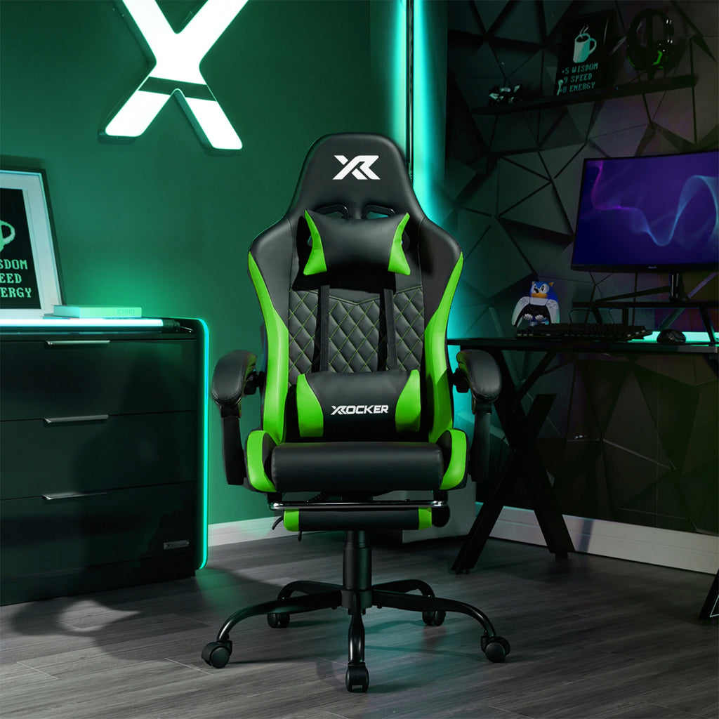 X Rocker Apex PC Gaming Chair with Massage Function and Footrest, Red