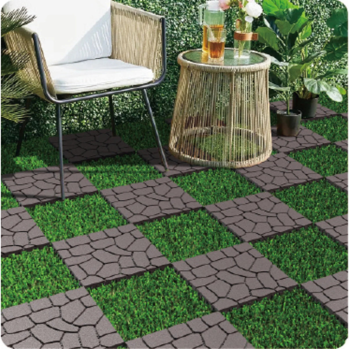 Dalles de sol emboîtables BOFANG en polypropylène, gris, 30,5 x 30,5 x 2 cm, lot de 44