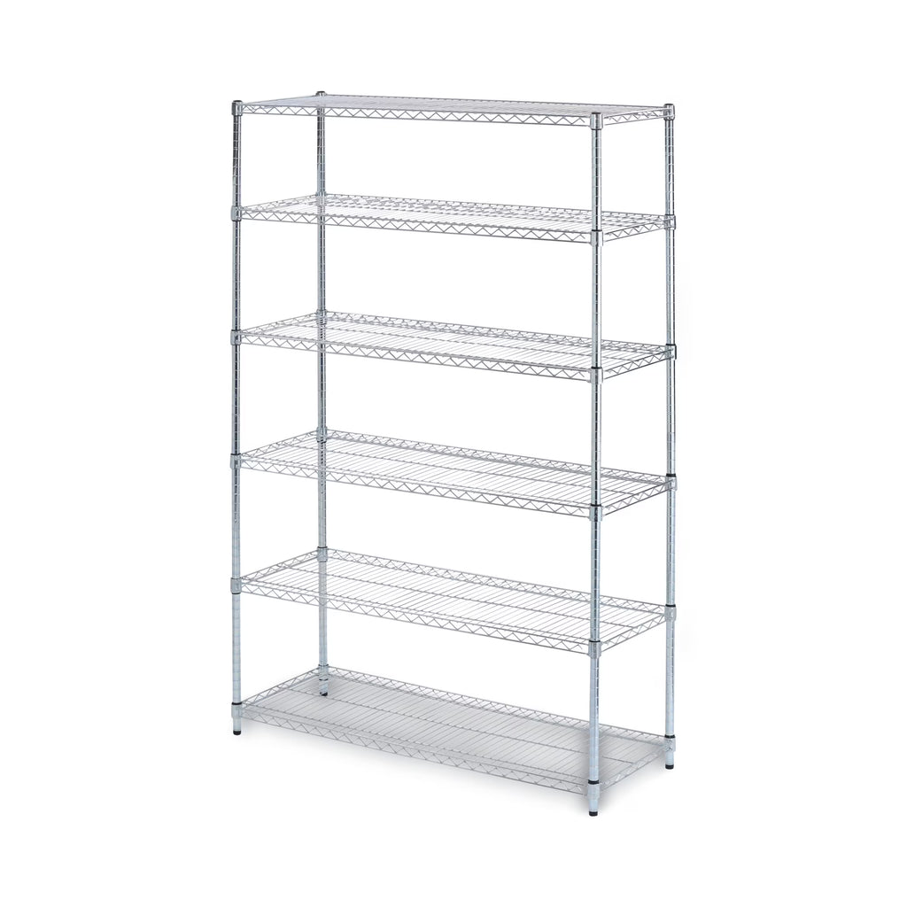 Alera NSF Certified 6-Shelf Wire Shelving Kit, 48w x 18d x 72h, Silver