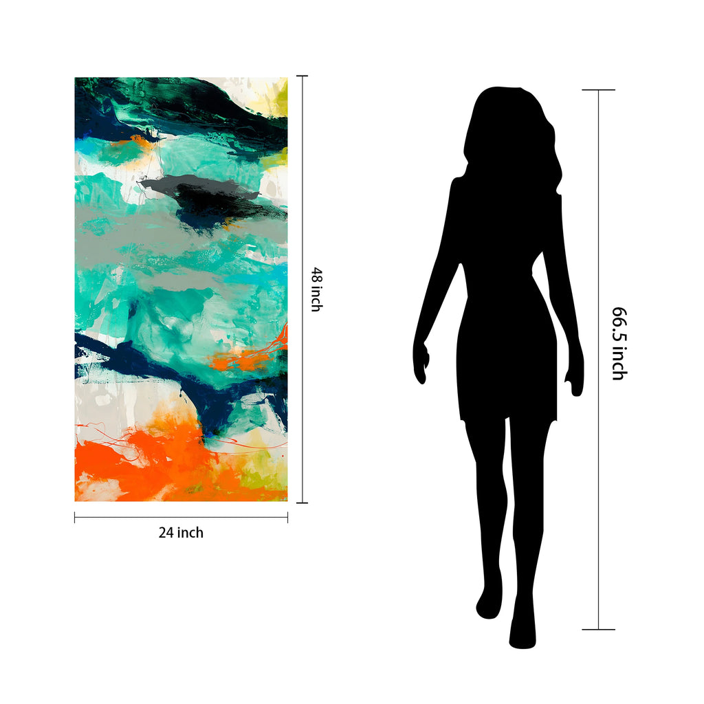 Empire Art Direct Tidal Abstract 2 Frameless Free Floating Tempered Glass Panel Graphic Wall Art, 24" x 48" x 0.2", Ready to Hang
